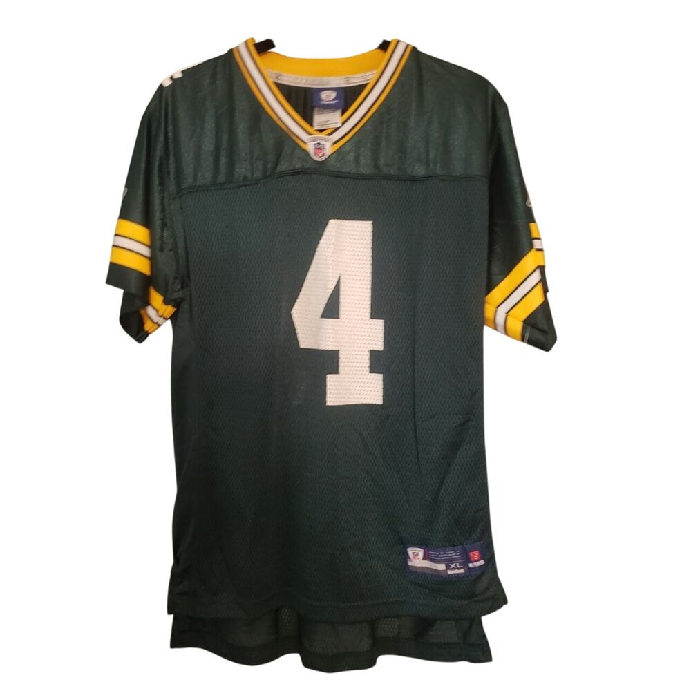 NWT FAVRE NFL Green Jersey Youth XL 18-20 Reebok Green Bay Packers (JE-3)